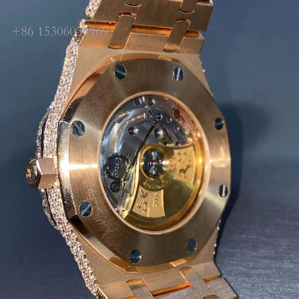 Custom Vvs1 Moissanite Diamond Hip Hop Automatic Handcrafted Mossanite Studded Stainless Steel Belt Men Watches