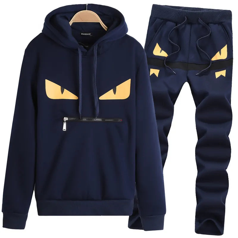 LBL Brand Casual Mens Tracksuit Hip Hop Sweat Suits Sets Hooded Tracksuits Male Streetwear Jogger Top + Sweatpants Set plus Size