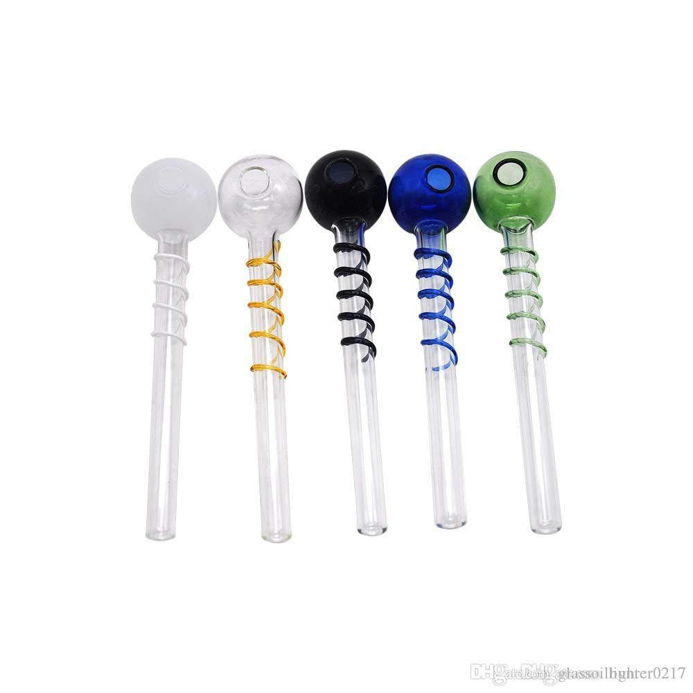 Wholesale 14Cm Heady S Shape Pyrex Glass Pipes Curved Glass Oil Burners Pipes with Different Colored Balancer Water Pipe Smoking Pipes