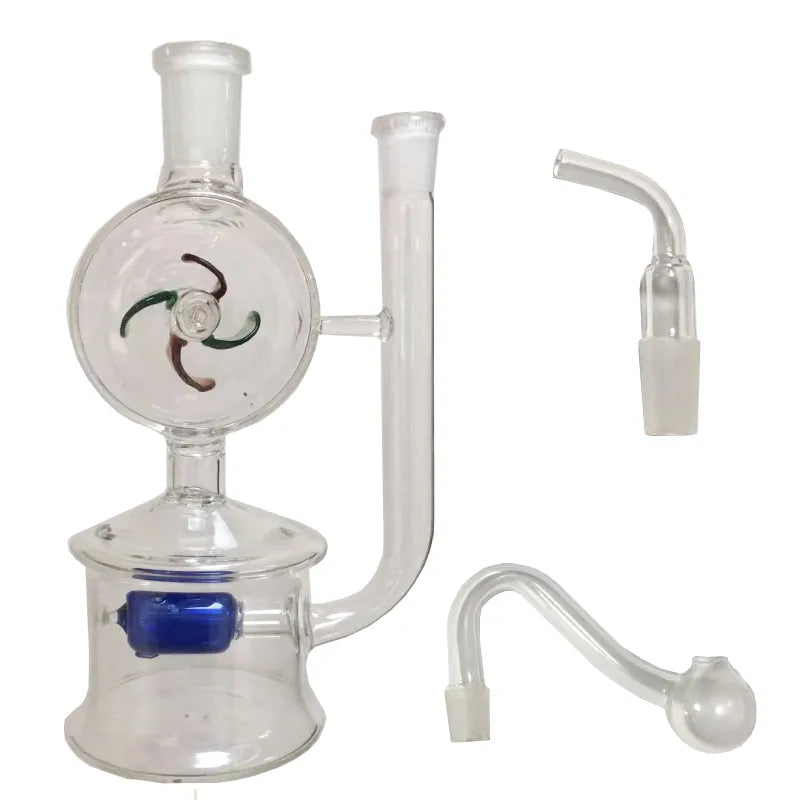 Windmill Glass Bubbler Water Pipes Hookah Bong Bubble Smart Recycle Filter 10Mm 14Mm Joints with Oil Burner