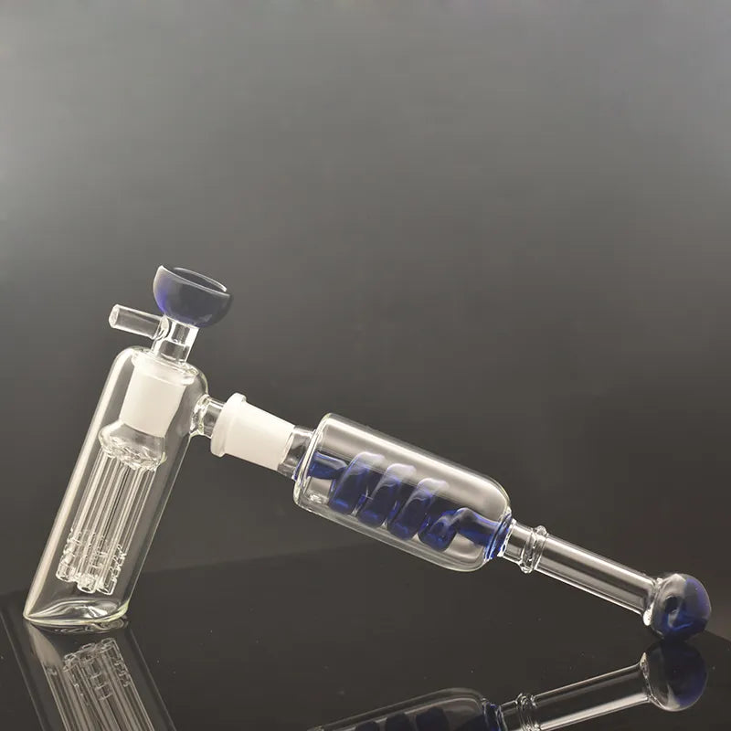 14Mm Female Glass Oil Burner Bong Bubbler Water Bong Hammer 6 Arm per Percolator Balancer Hand Glass Pipe with Male Oil Burner Pipes and Dry Herb Bowl 1Pcs