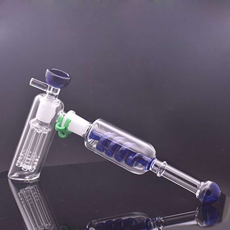 14Mm Female Glass Oil Burner Bong Bubbler Water Bong Hammer 6 Arm per Percolator Balancer Hand Glass Pipe with Male Oil Burner Pipes and Dry Herb Bowl 1Pcs