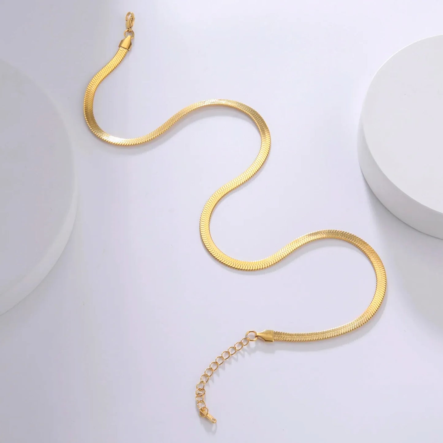 14K Yellow Gold Snake Chain Necklace for Women Men Golden Color Herringbone Choker Neck Chains 2024 Trend Jewelry Gift Hot