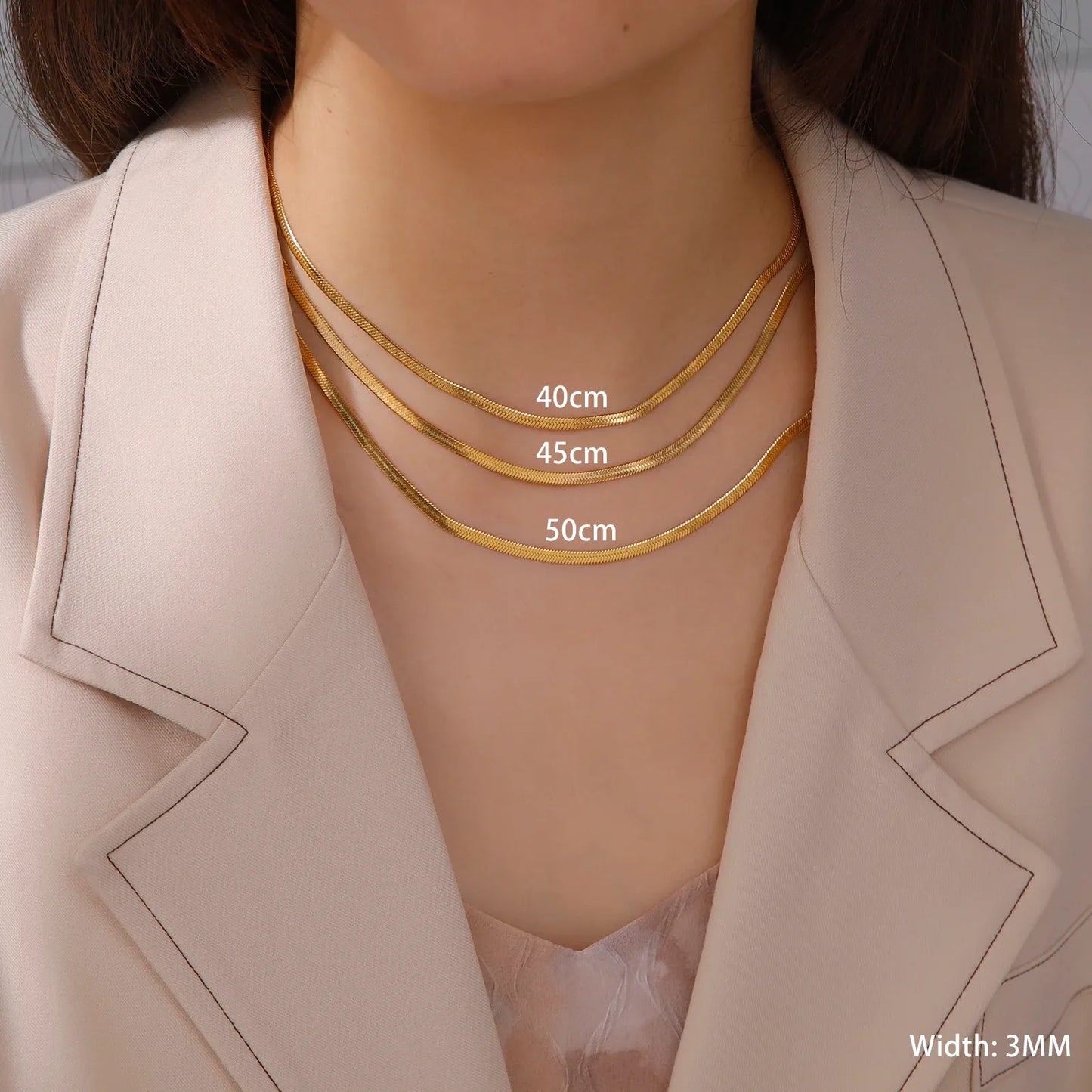 14K Yellow Gold Snake Chain Necklace for Women Men Golden Color Herringbone Choker Neck Chains 2024 Trend Jewelry Gift Hot