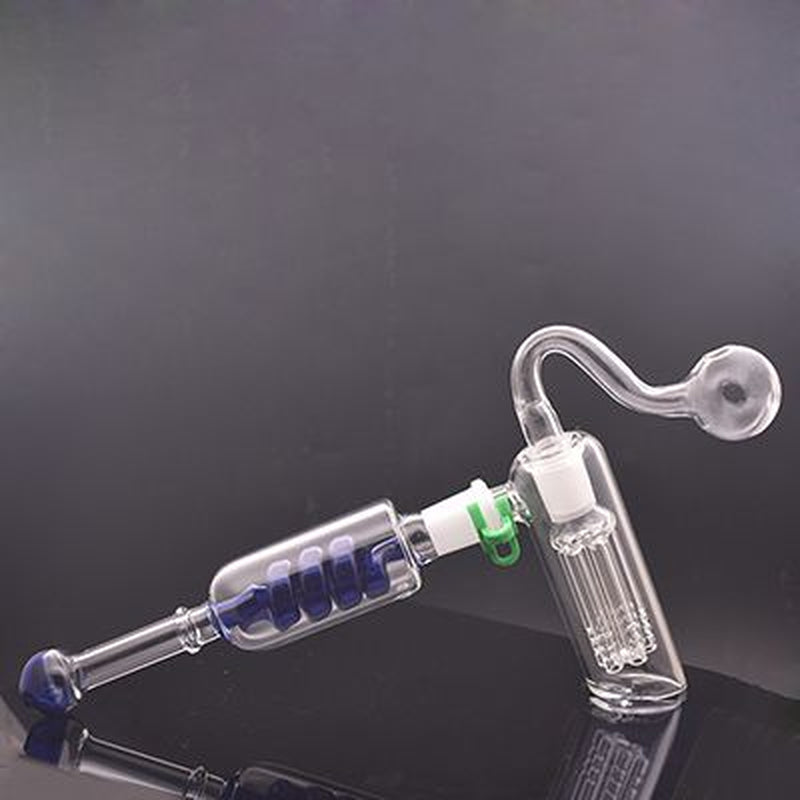14Mm Female Glass Oil Burner Bong Bubbler Water Bong Hammer 6 Arm per Percolator Balancer Hand Glass Pipe with Male Oil Burner Pipes and Dry Herb Bowl 1Pcs
