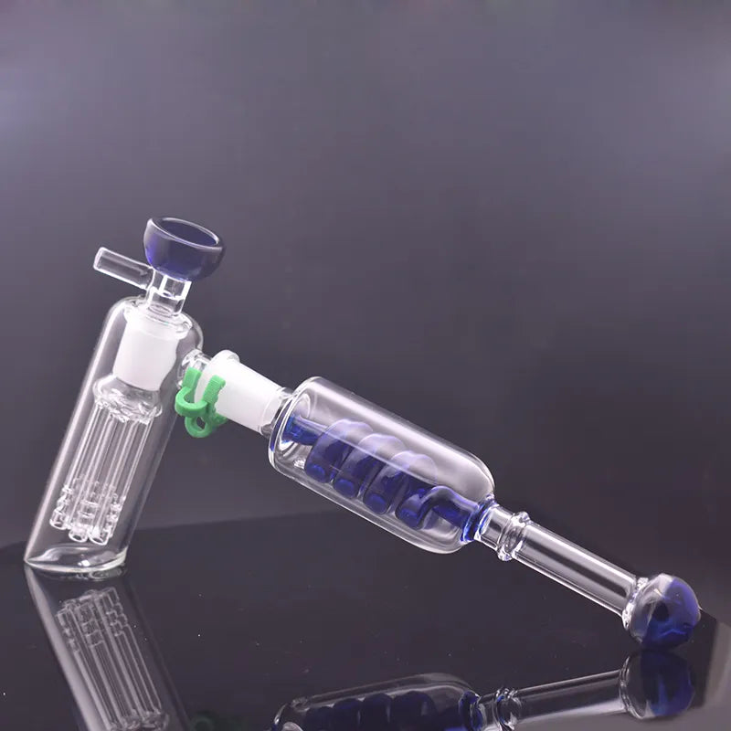 14Mm Female Glass Oil Burner Bong Bubbler Water Bong Hammer 6 Arm per Percolator Balancer Hand Glass Pipe with Male Oil Burner Pipes and Dry Herb Bowl 1Pcs