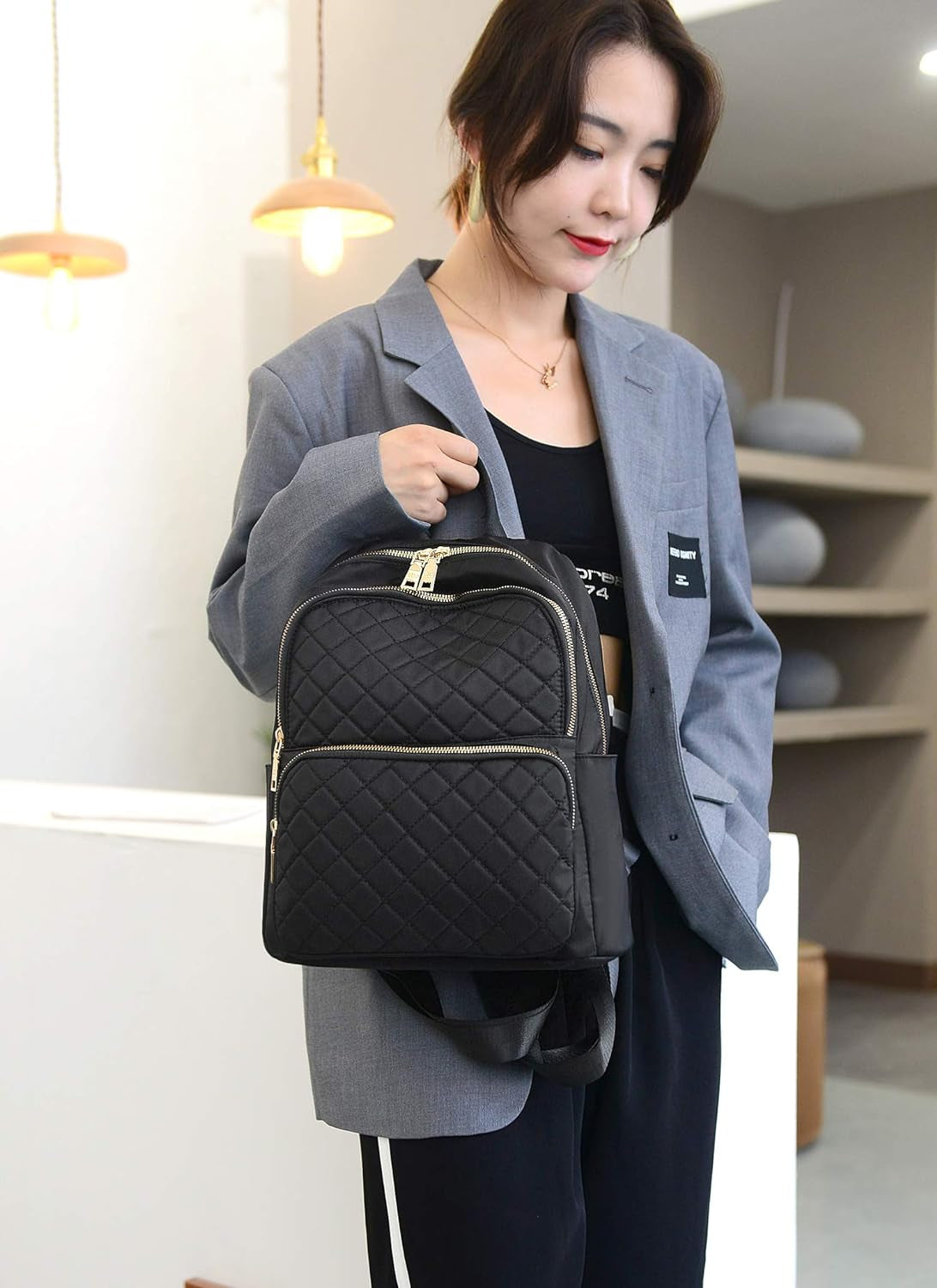 Luxe Noir Black Desinger  Womens Backpack 