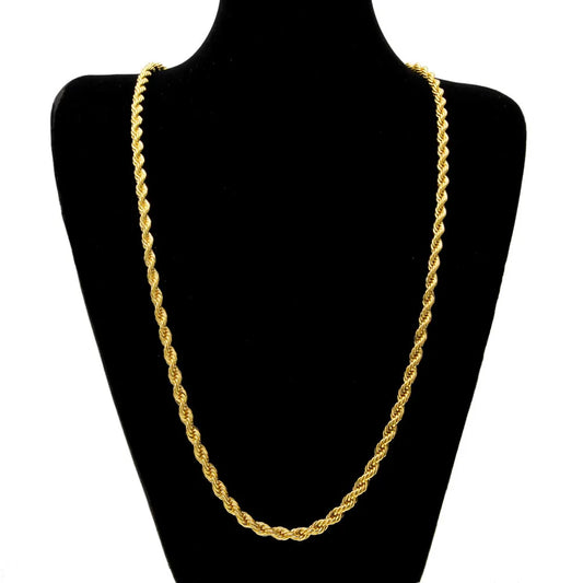 Real 10K Yellow Gold 7Mm Diamond Cut Rope Chain Pendant Necklace 24"